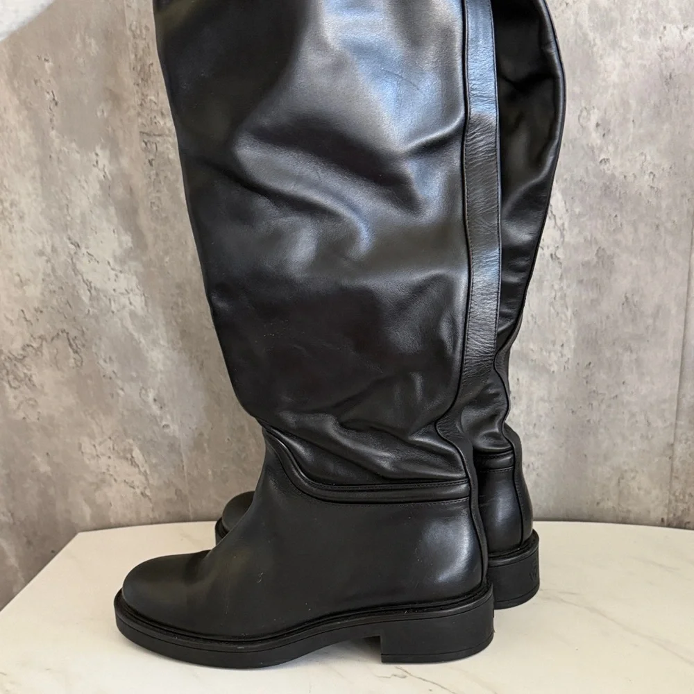 Stuart weitzman Celia leather Classic Black Tall Women's Riding Boots sz 7 - Picture 3 of 7